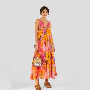 Farm Rio Mixed Pink Prints Maxi Dress (cruise)- worn once - like new -size s